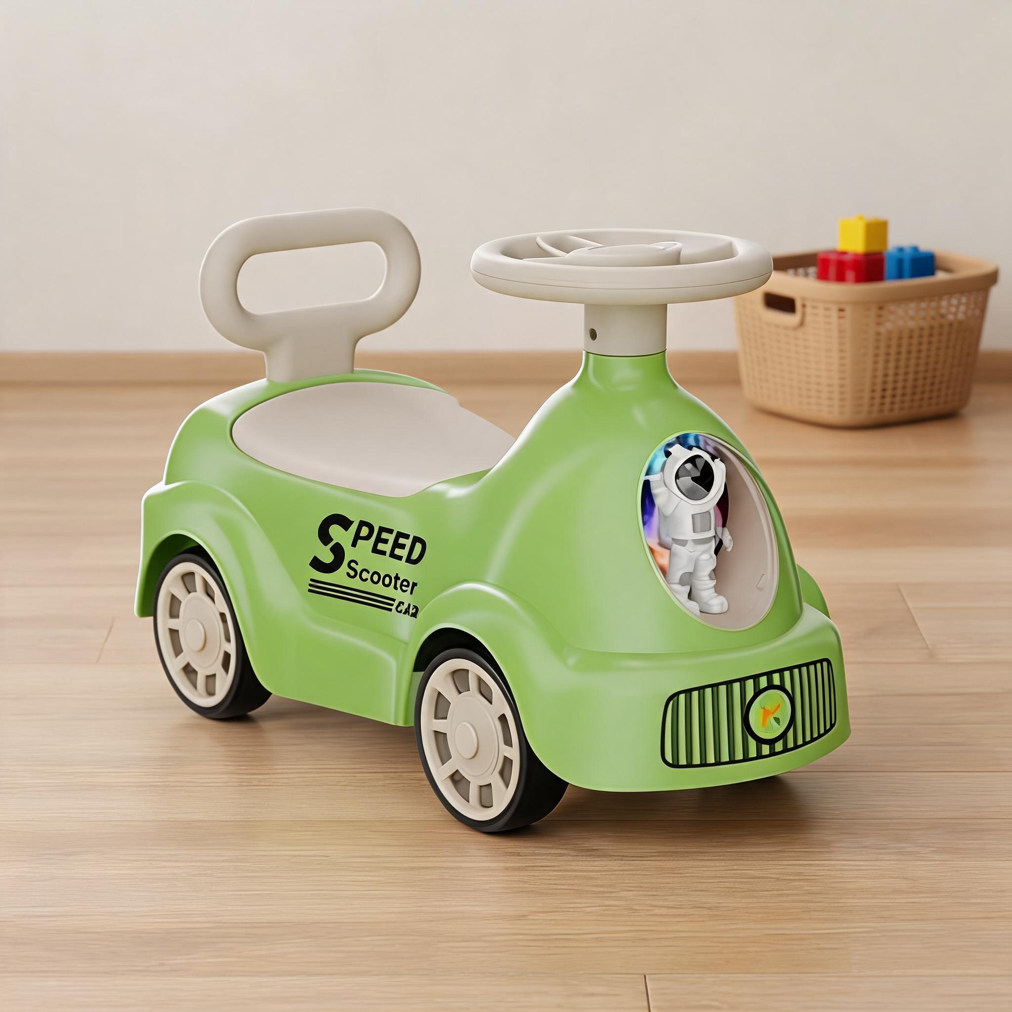 Green Plastic Push Ride On Toy Car