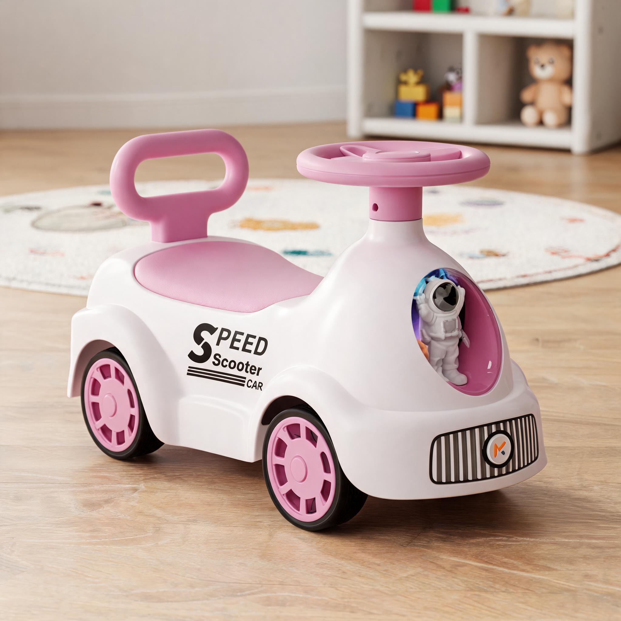 Pink White Push Ride On Car For Toddlers