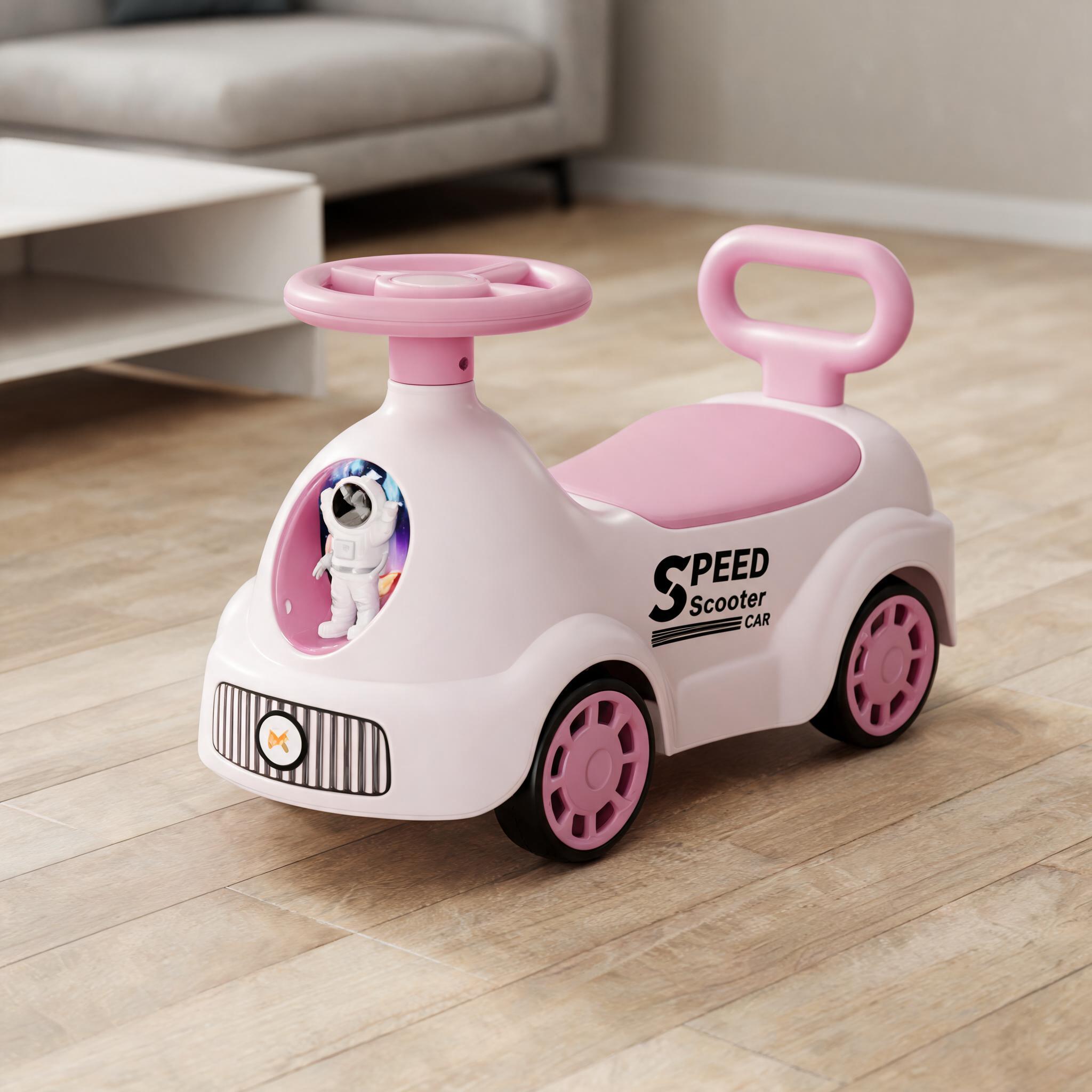 Pink White Push Ride On Car For Toddlers
