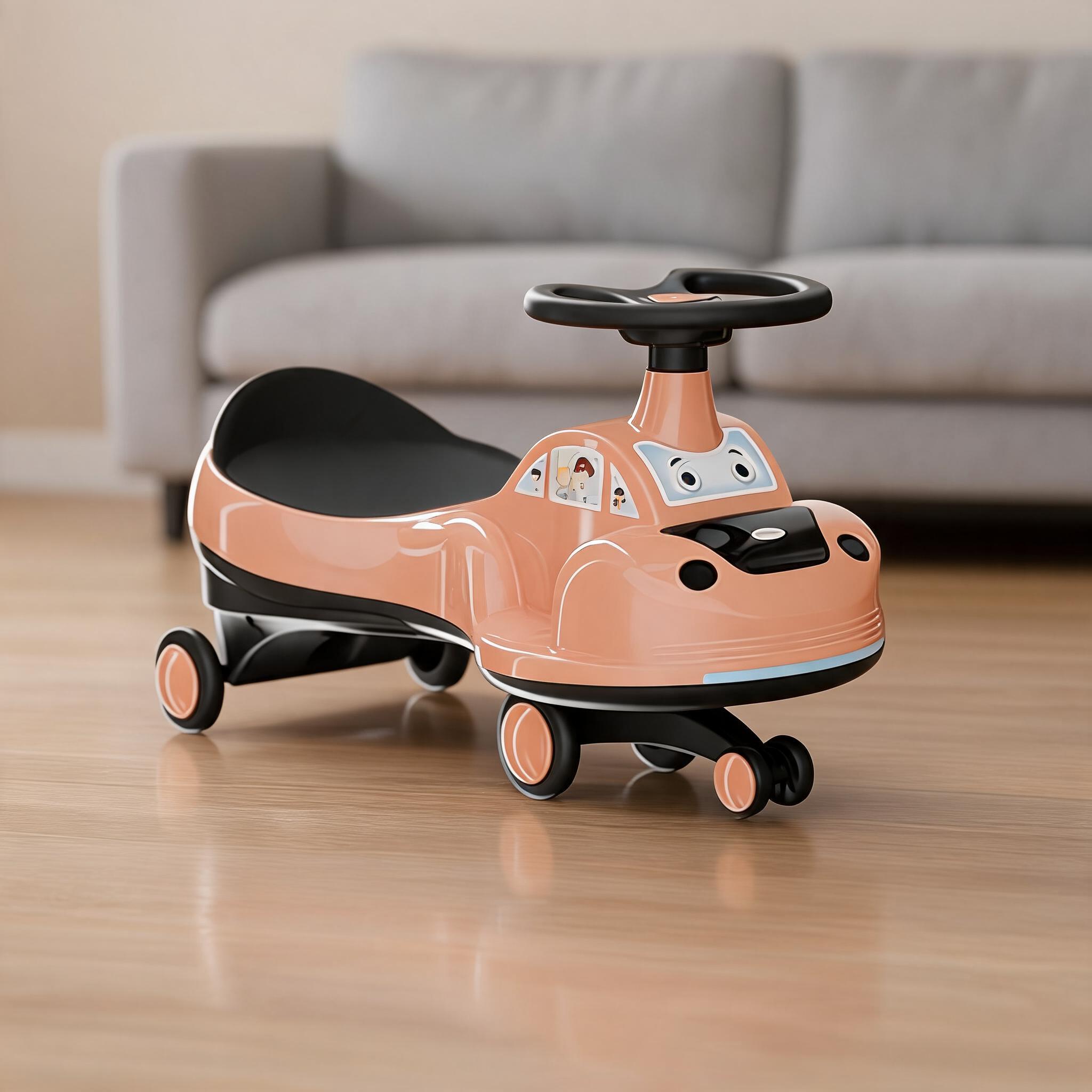 Peach Ride On Toy Car With Steering Wheel