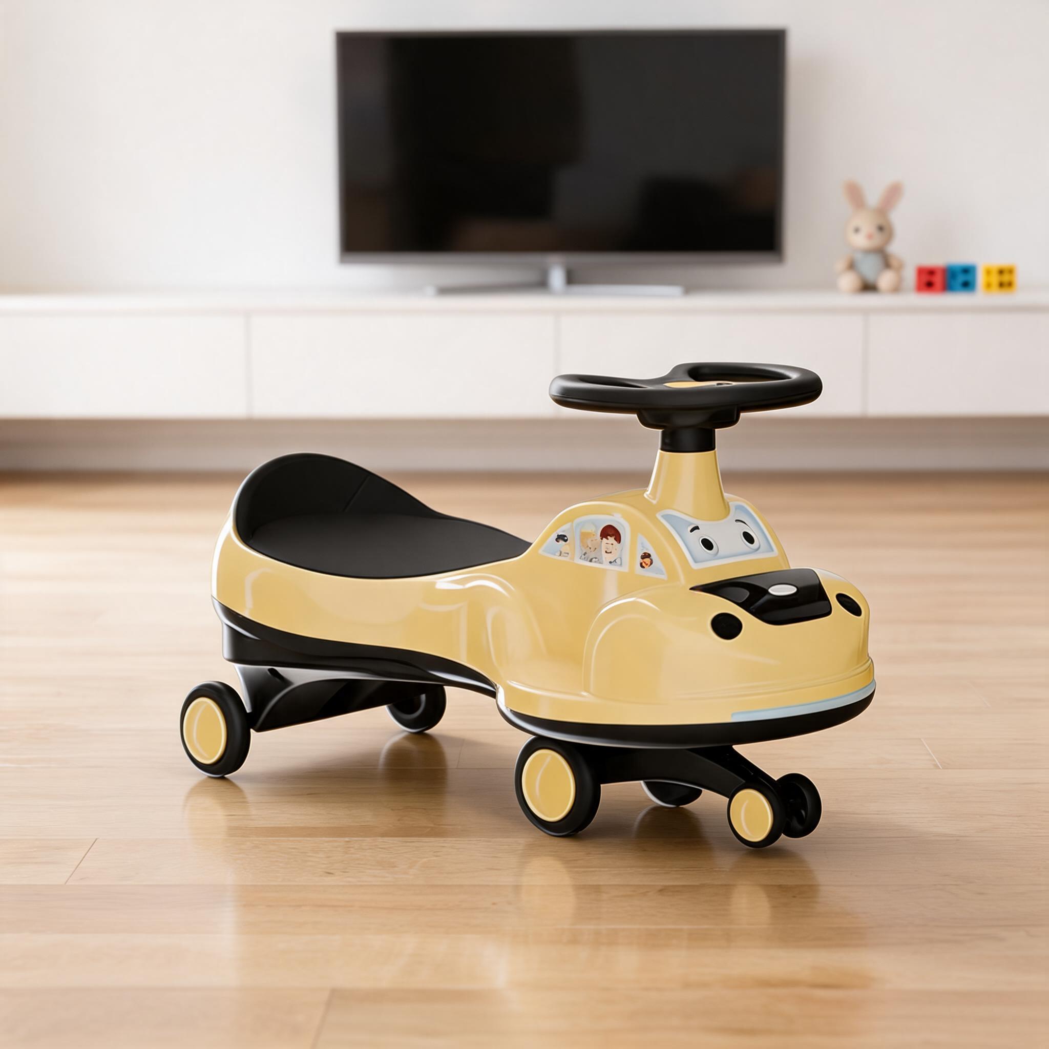 Yellow Cartoon Ride On Toy Car For Kids