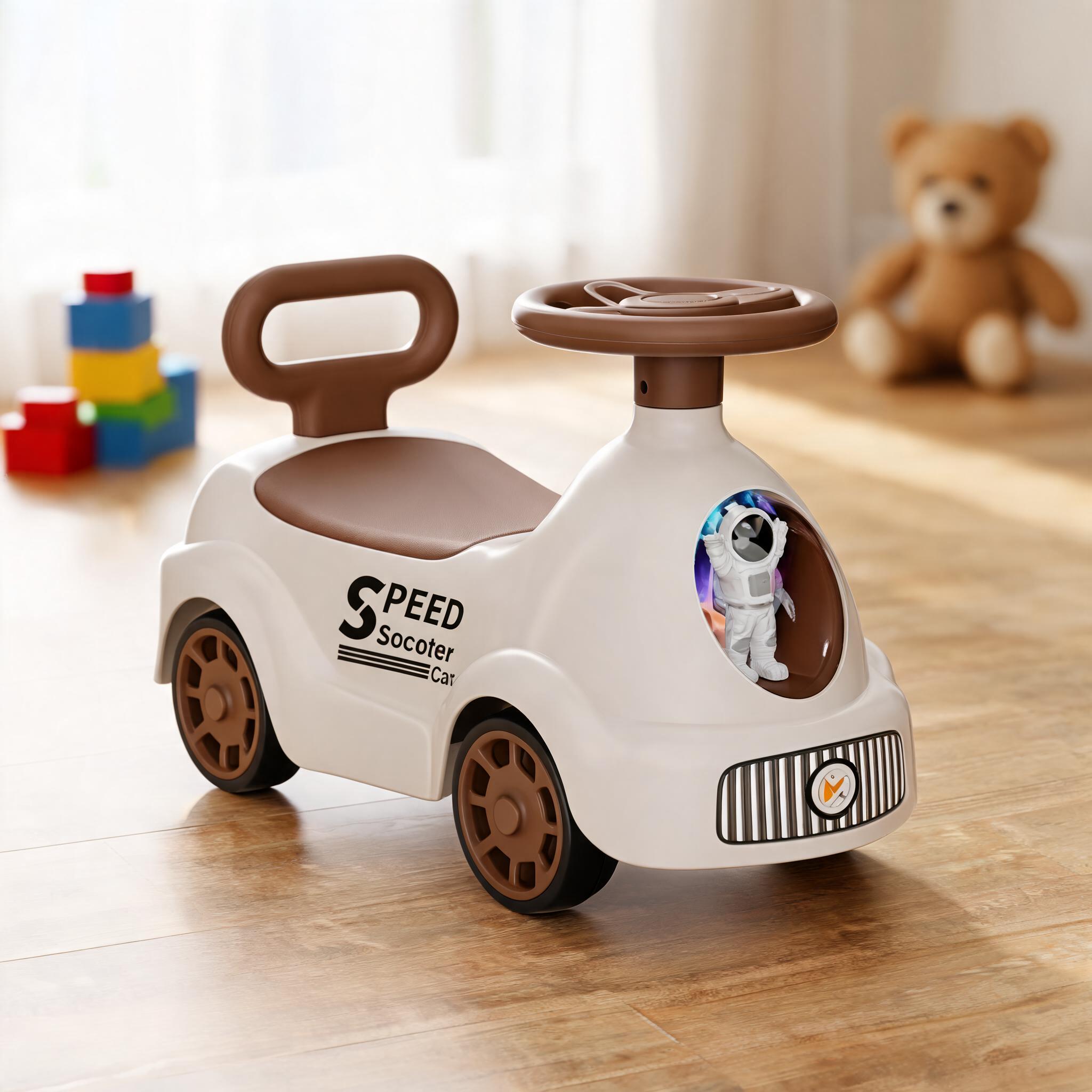 White Ride On Toy Car With Steering Wheel