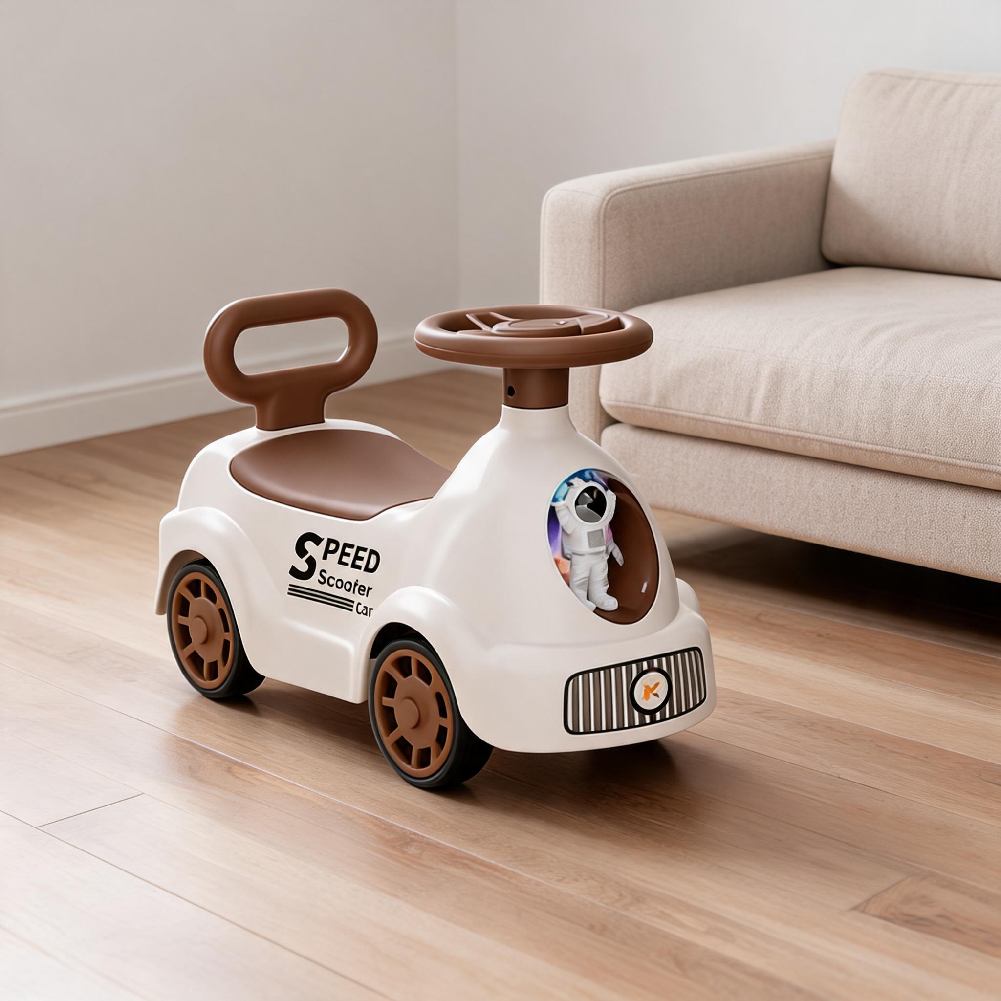 White Ride On Toy Car With Steering Wheel