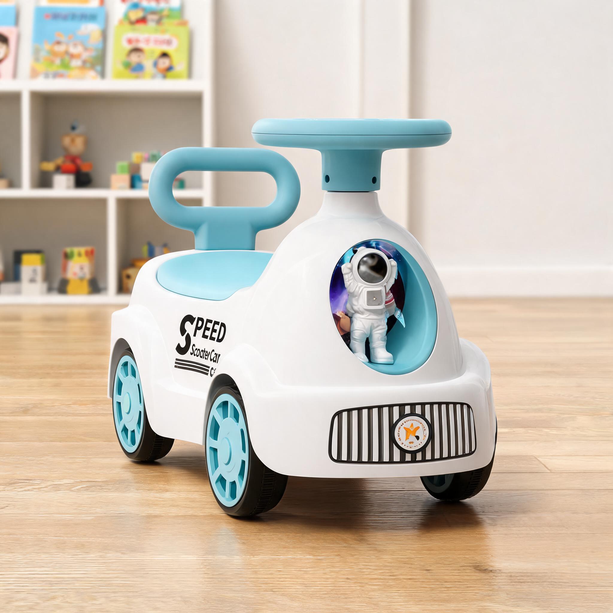 White And Turquoise Baby Ride On Car