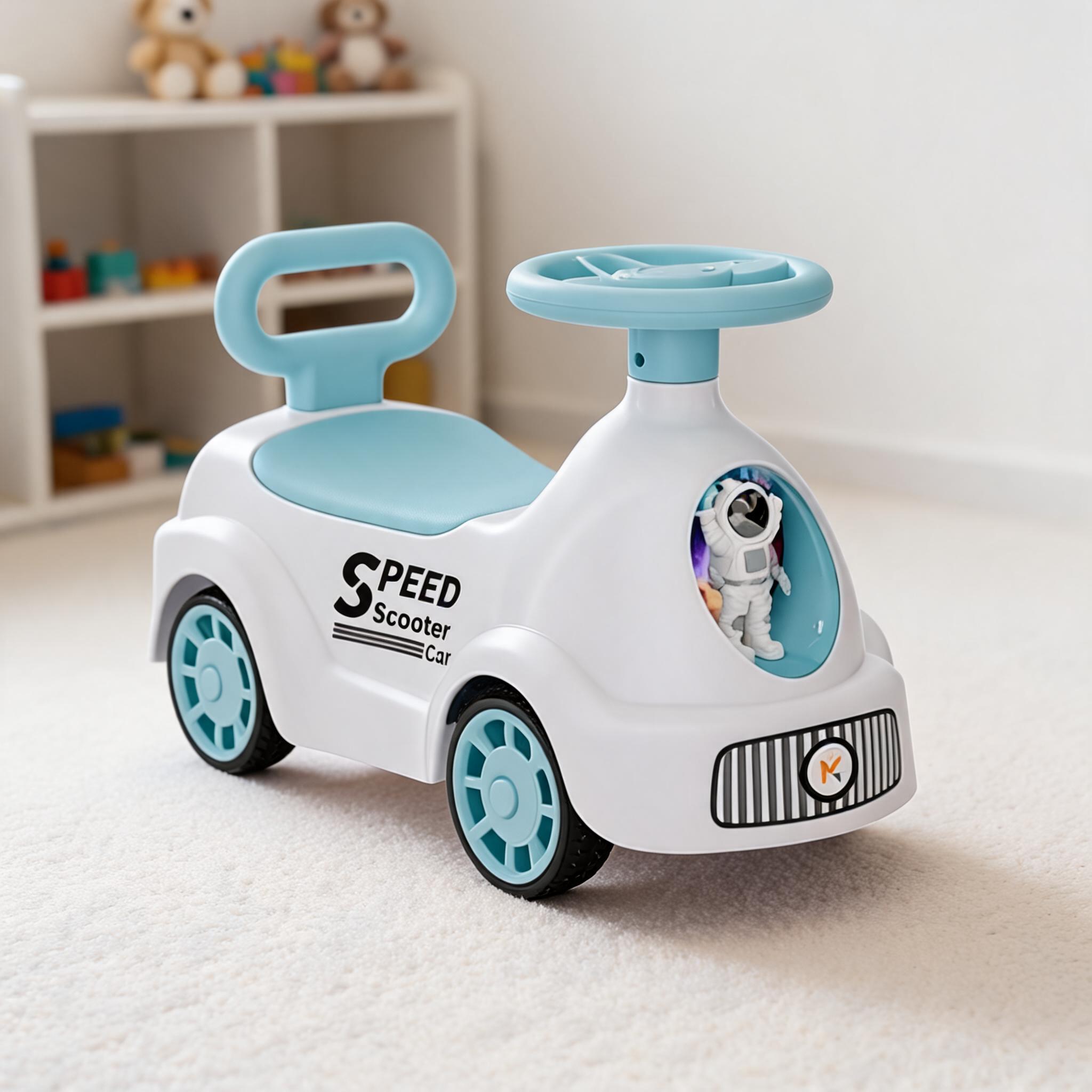 White And Turquoise Baby Ride On Car