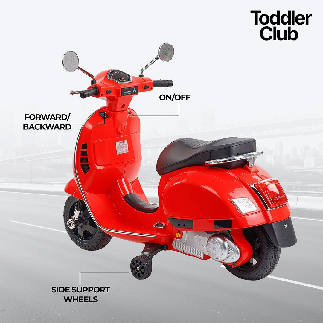 Vespa Double Seater Scooty Ride-On-Toys - Red